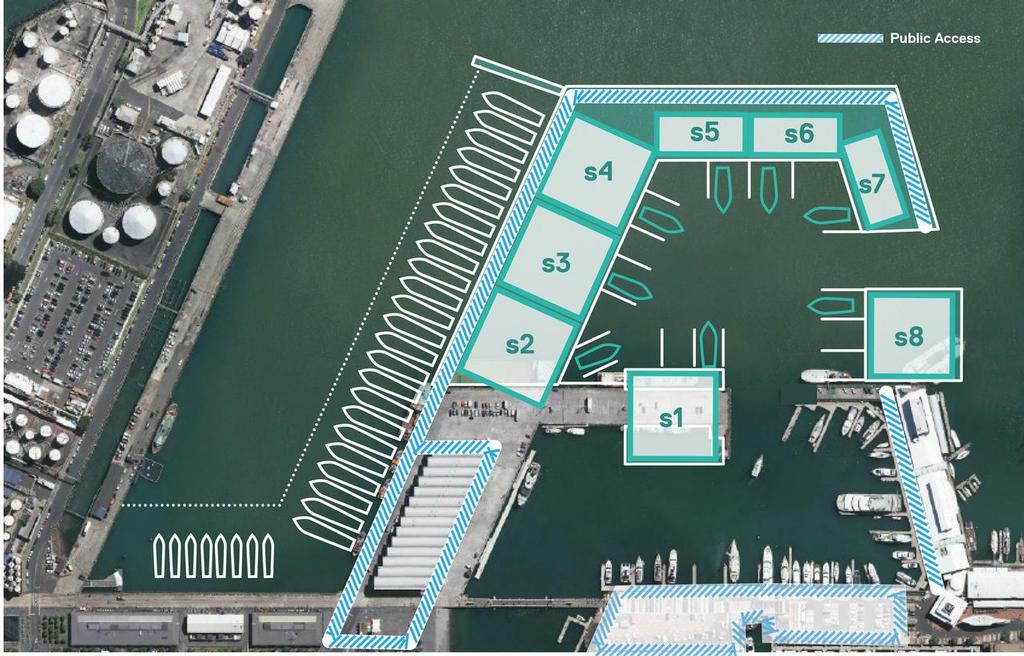 Halsey Wharf Extension showing the teams all launching into the same basin, and with 24 berths available for large superyachts and a smaller set of berths for eight vessels. There is 170 metres of manoevering space for the superyachts to exit. - photo © Auckland Council http://www.aucklandcouncil.govt.nz